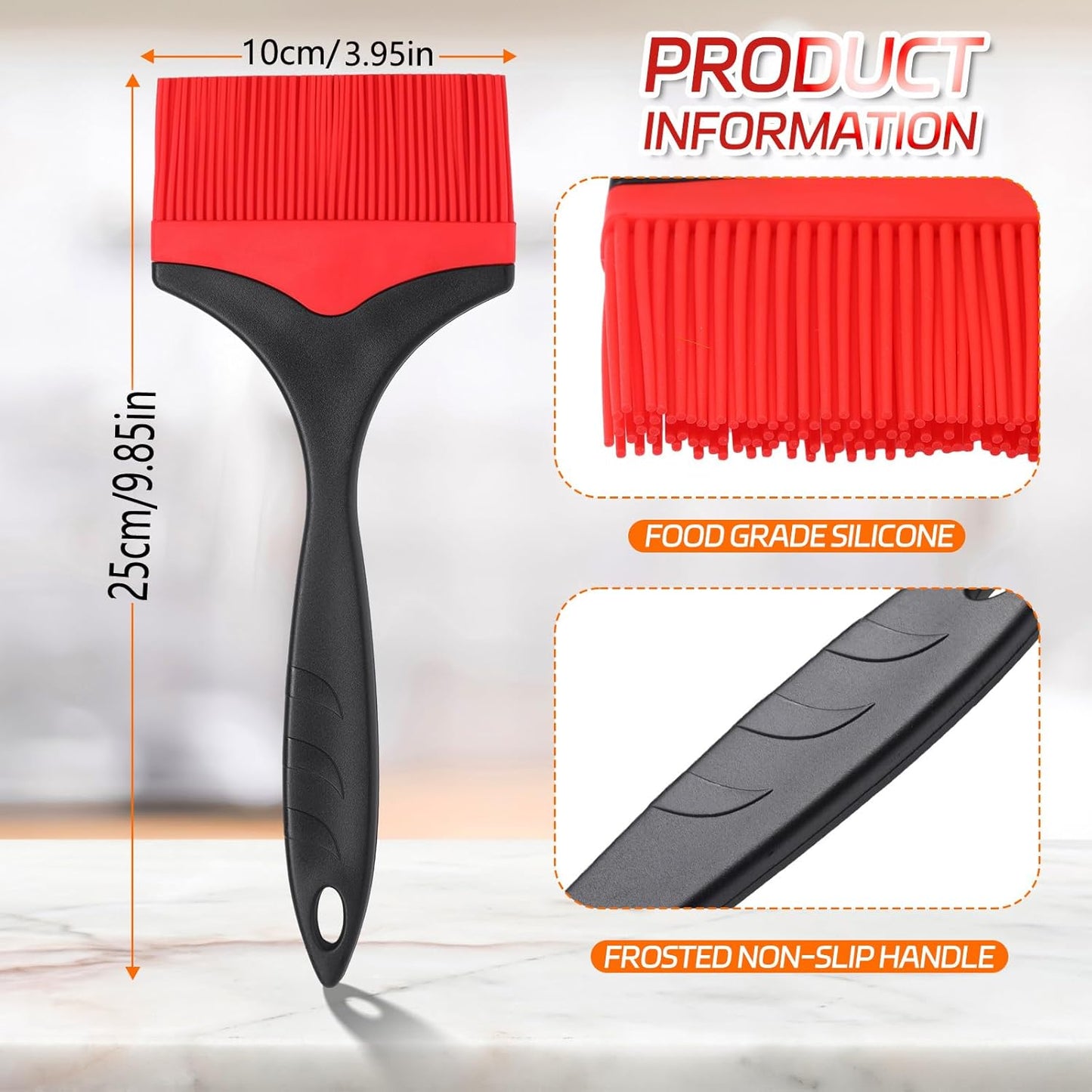 Large Silicone Basting Pastry Brush - Silicone Basting Brush for Grilling,Heat Resistant Brushes Spread Oil Butter Sauce for Cooking Baking BBQ,3.95inch Extra Wide Grill Basting Brush（Red 2）