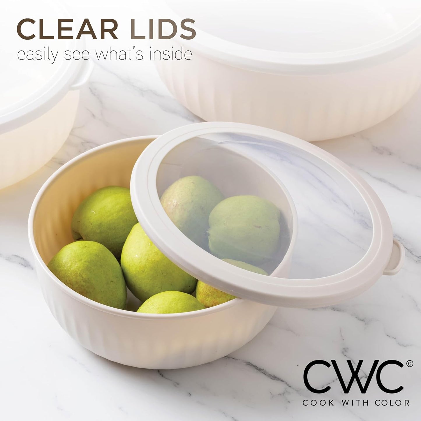 COOK WITH COLOR Prep Bowls with Lids- Wide and Deep Nesting Plastic Small Mixing Bowl Set with Lids, 12 Piece Set - Wide Bowls, Brown