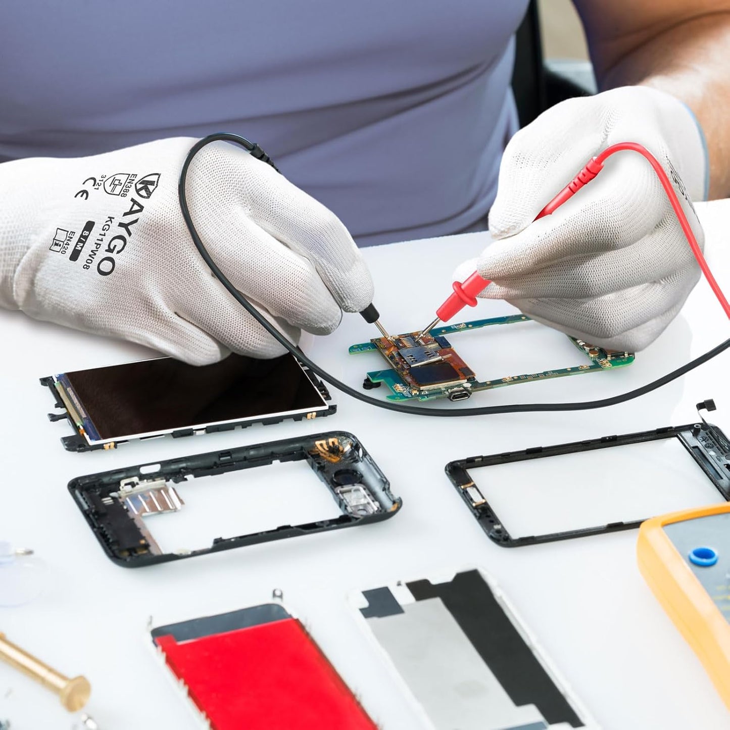 Safety Work Gloves PU Coated-60 Pairs, KG11P Seamless Knit Glove with Polyurethane Coated Smooth Grip on Palm&Fingers, for Men and Women, Ideal for General Duty Work, White,Large