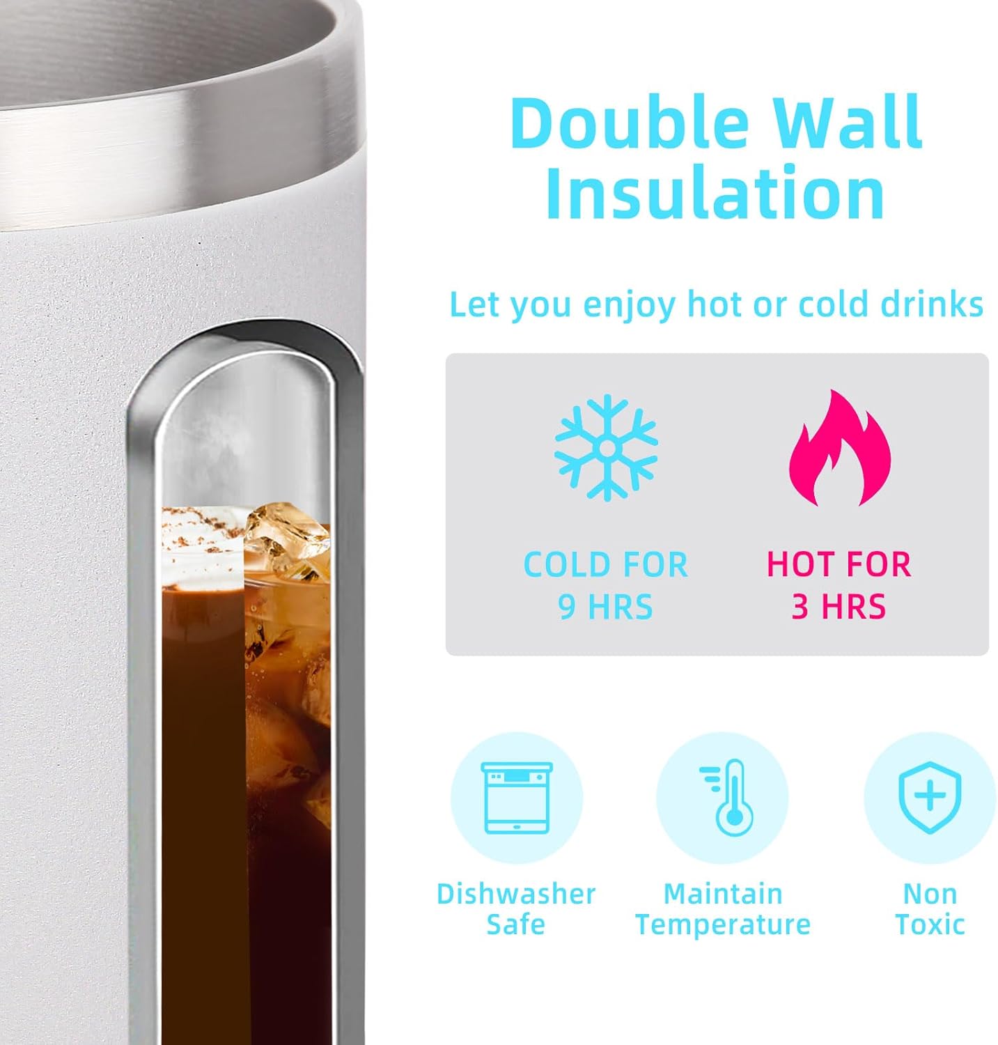 Volhoply 14oz Insulated Stainless Steel Coffee Mug with Lid Bulk 2 Pack,Double Wall Vacuum Travel Coffee Cup with Handle,Reusable Cups Tumbler Cup,Camping Mugs Keep Hot,Ideal Gifts(Assorted,2)