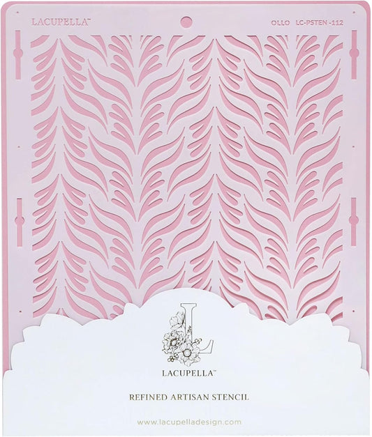 Cake Stencil - Seamless Delicate Pattern for Decorating Tall Double Barrel Cake to Use with Buttercream, Royal Icing, Ganache, Paint, Airbrush (OLLO)