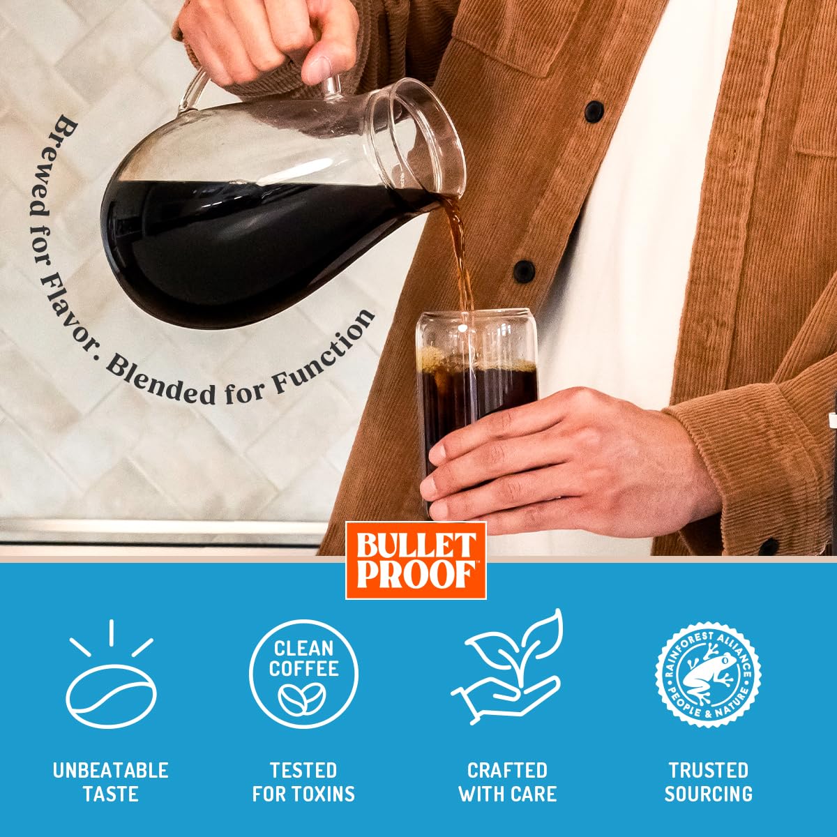 Bulletproof Original Medium Roast Ground Cold Brew Coffee, 12 Ounces, Clean and Tested for Toxins, Smooth Artisan Coffee Ground for Cold Brew Iced Coffee