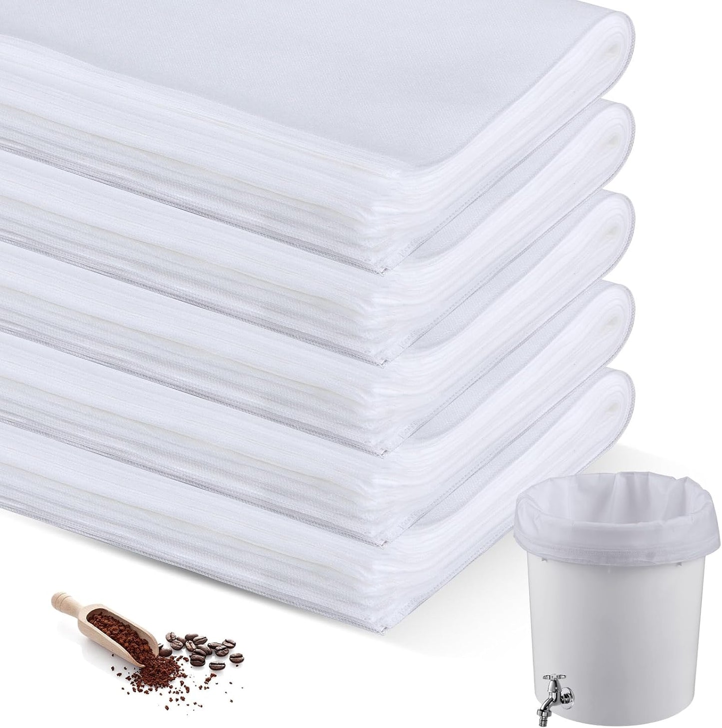 100 Pcs 20" x 20" Commercial Home Cold Brew Coffee Filter Bags with Drawstring, Disposable for Commercial Home Cold Brew Coffee Makers