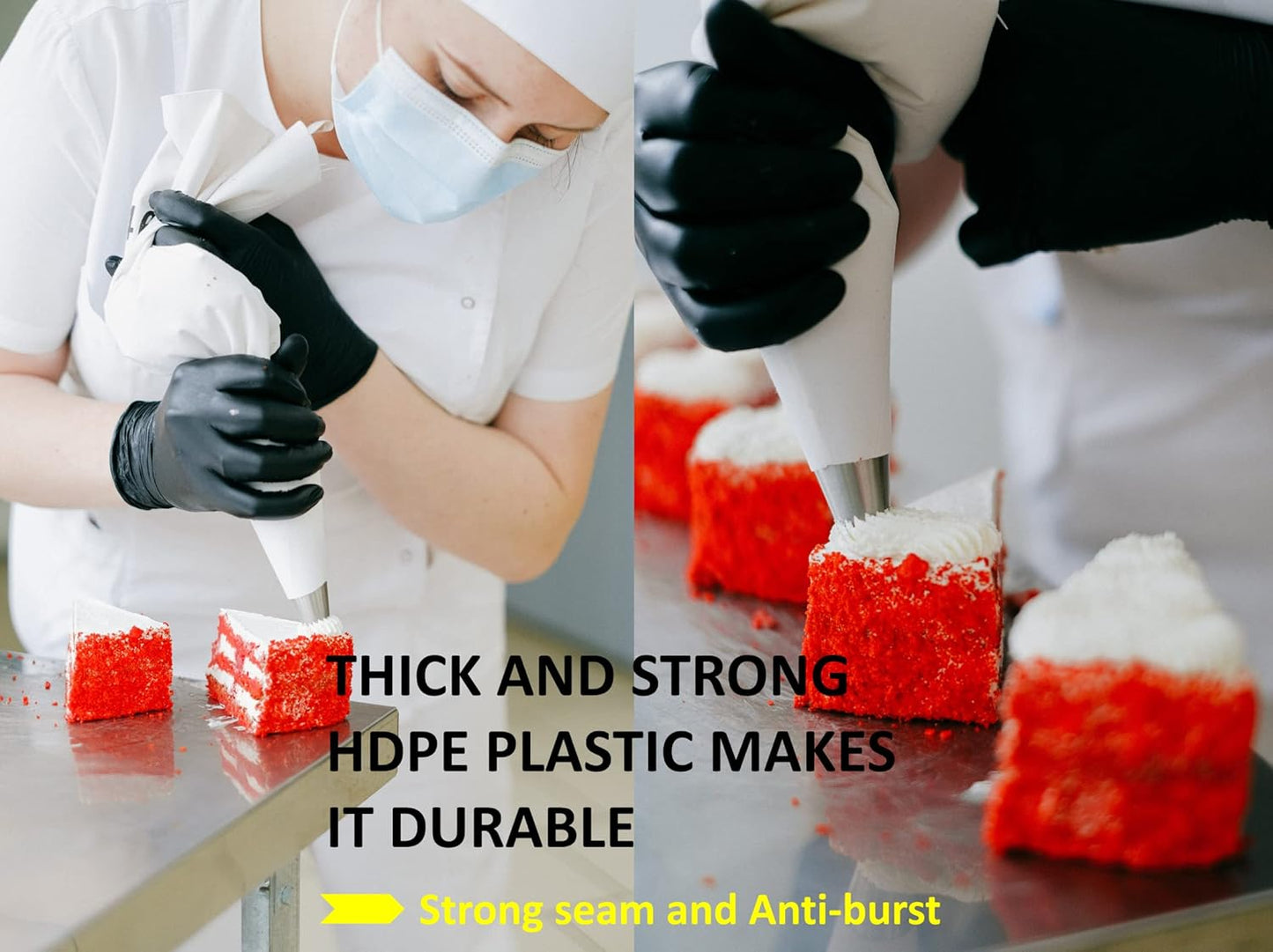 18 Inch Large Piping Bags Disposable Pastry Bags 100 Pack Thick Plastic Anti-Burst Icing Piping Bags For Frosting Decorating Cake Cupcake Cookie (18 Inch-100 Pack)