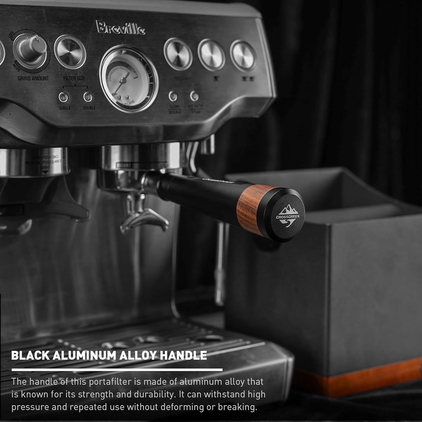 54mm Espresso Double Spouts Portafilter with 3 Ear | Stainless Steel Basket and Black Aluminum Alloy Handle | Fits 54mm Breville/Sage Barista Espresso Machine | Espresso Accessories