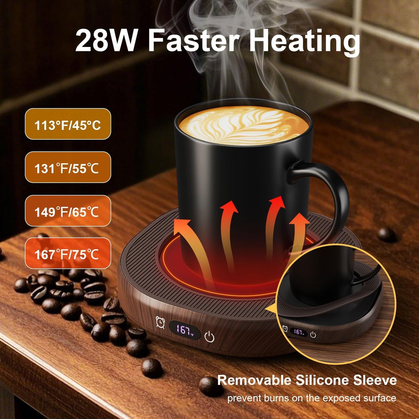 Electric Mug Warmer for Desk Auto Shut Off, Smart Coffee Cup Warmer for Tea Milk, 4 Temperature Setting Coffee Warmer Accessories Keep Beverage Fast Heating Home & Office, 8H Timer Candle Warmer Plate