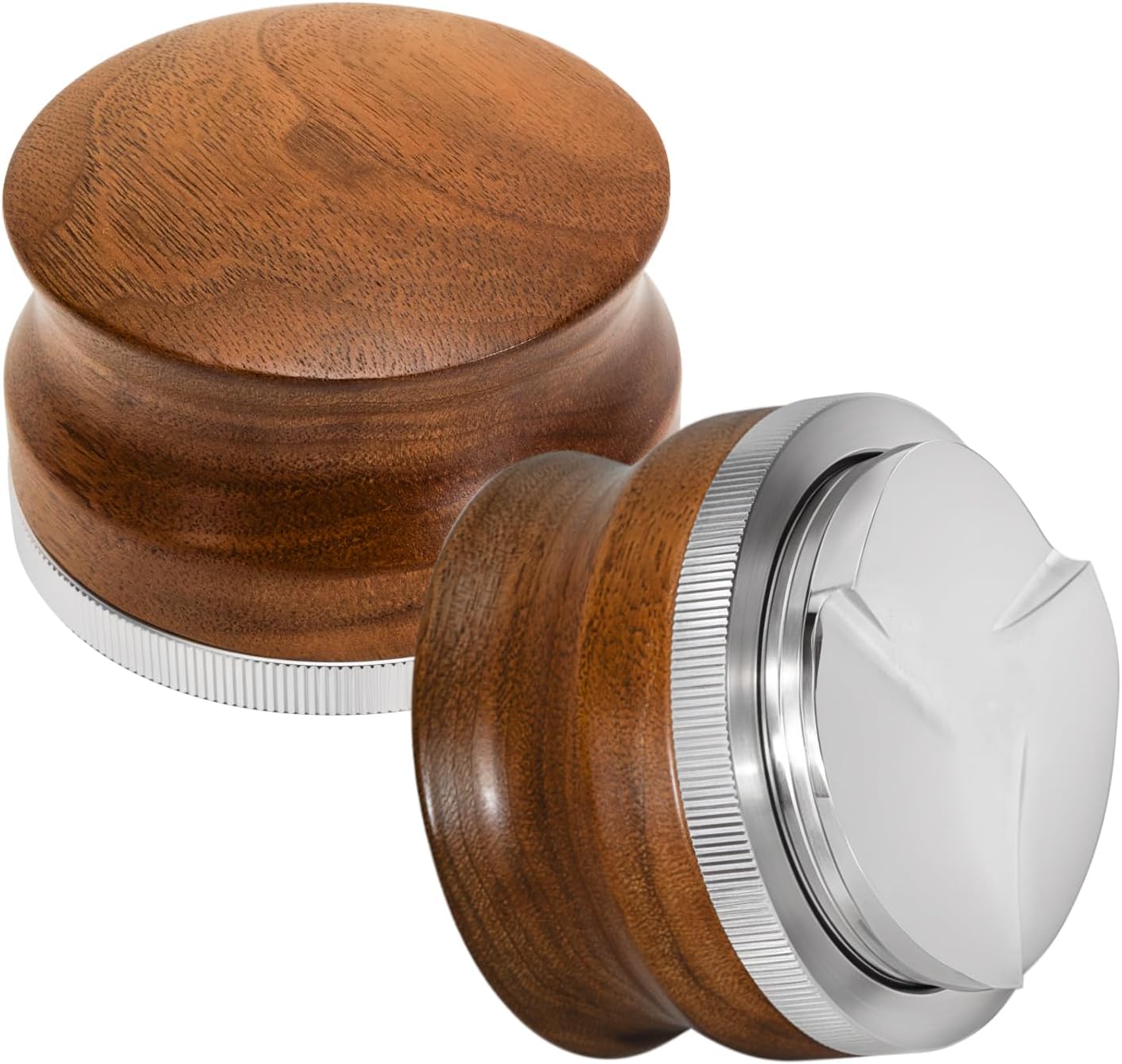 51mm Espresso Distribution Tool with Red Rosewood Handle Stainless Steel Coffee Distributor Adjustable Depth Espresso Leveler, Compatible with 51mm Portafilter