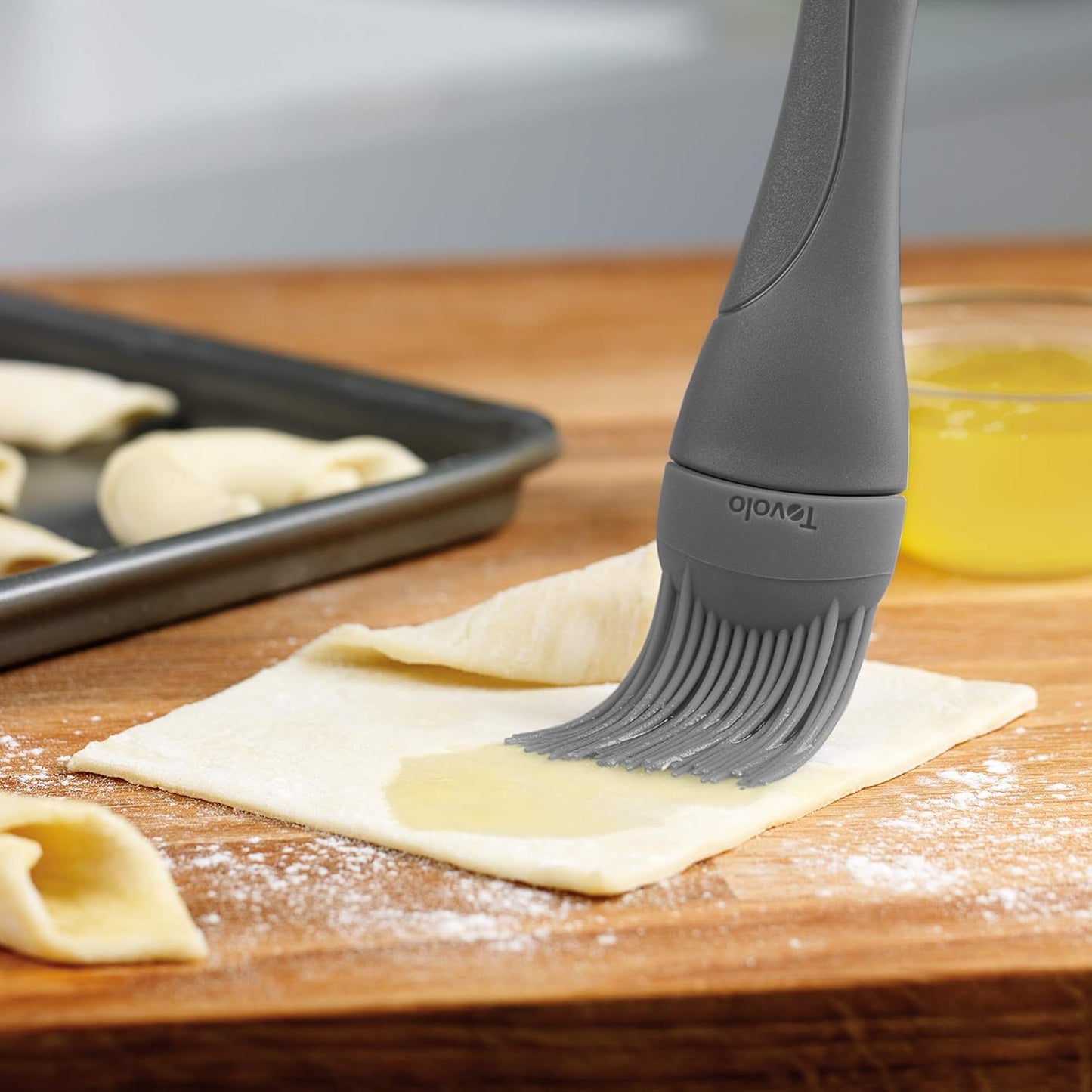 Tovolo Large 9” Heat Resistant Kitchen Silicone Cooking Brush Great for Pastry Baking Basting Sauces Marinades Glazing Oil Brushing Baste Meats Pastries Cakes Desserts, Charcoal Gray