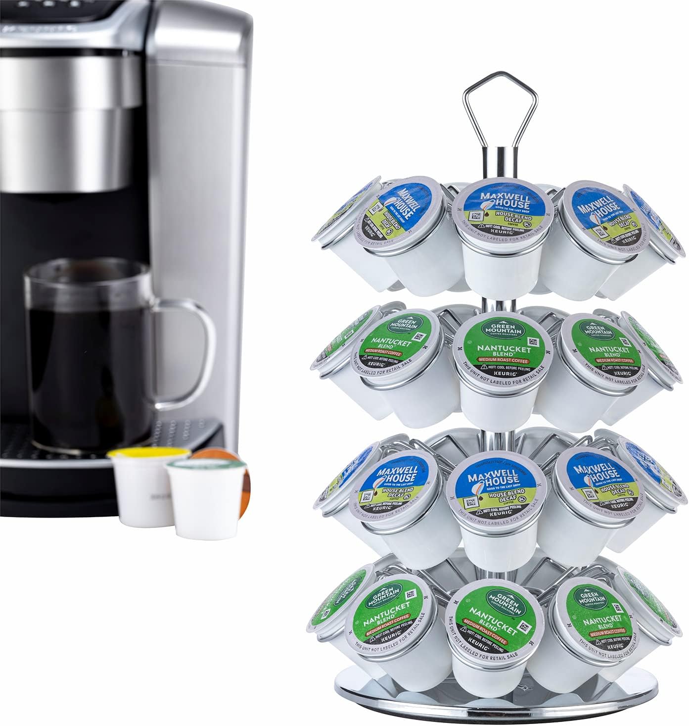 Rice rat K cup Holder Storage Coffee Capsules Pod Holder Carousel 4 Tier Compatible with 36 K-Cup Pods