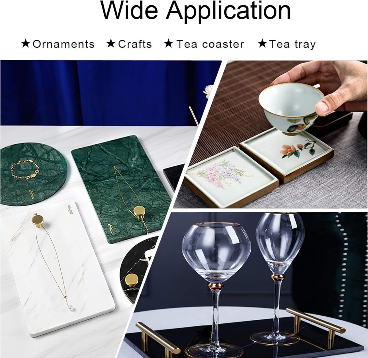 Large Silicone Resin Tray Molds,3PCS Agate Geode Coaster Resin Molds,Include Square,Rectangle Mold,Silicone Mold for Making Coaster,Trays,Cup Mats,Home Decoration