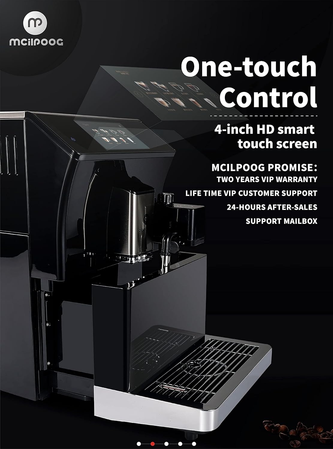 Mcilpoog ws-203 fully Automatic Espresso Coffee Machine, 1300W, 16 Drink Types, 19 Bar Pump, 1.7L Water Tank