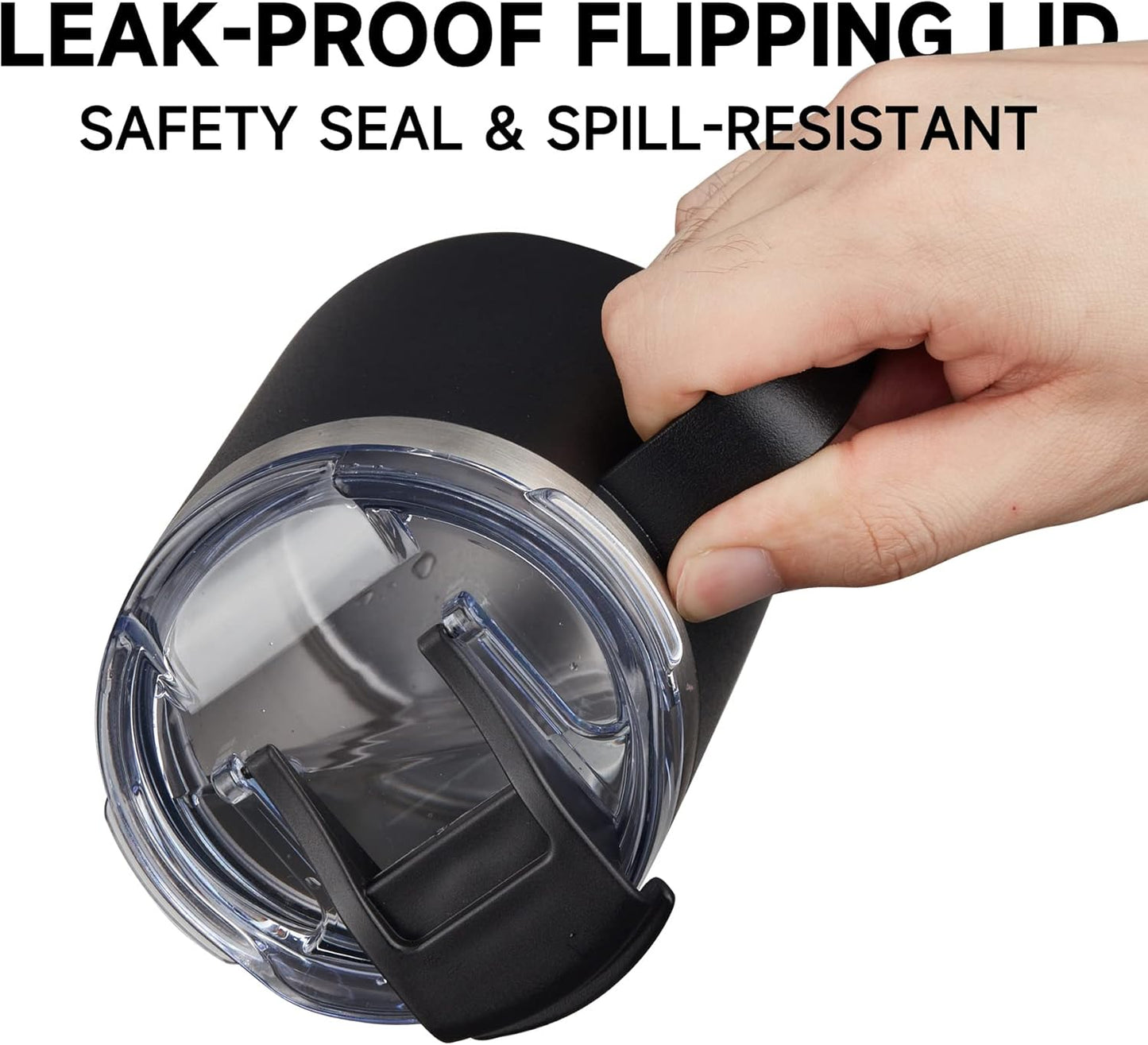 ALOUFEA 12oz Insulated Coffee Mug Cup with Handle, Stainless Steel Travel Coffee Mug with Flip Lid, Double Wall Vacuum Coffee Tumbler,Seafoam