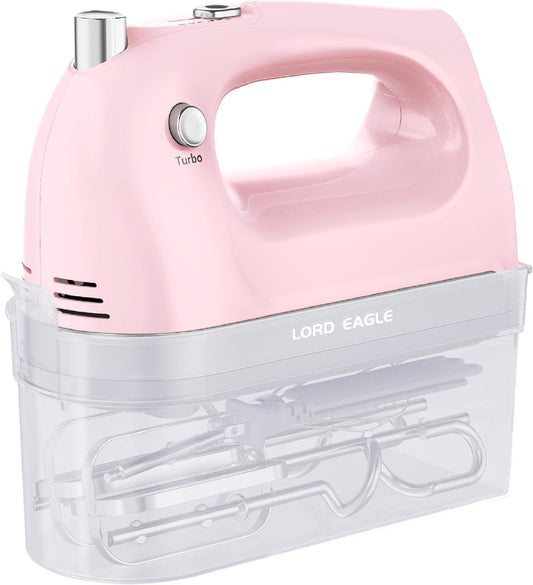 Lord Eagle Hand Mixer Electric 400W, 5 Speed handheld Mixer, 5 Stainless Steel Accessories for Baking Cake Egg Cream Food Beater, Turbo Boost/Self-Control Speed + Eject Button