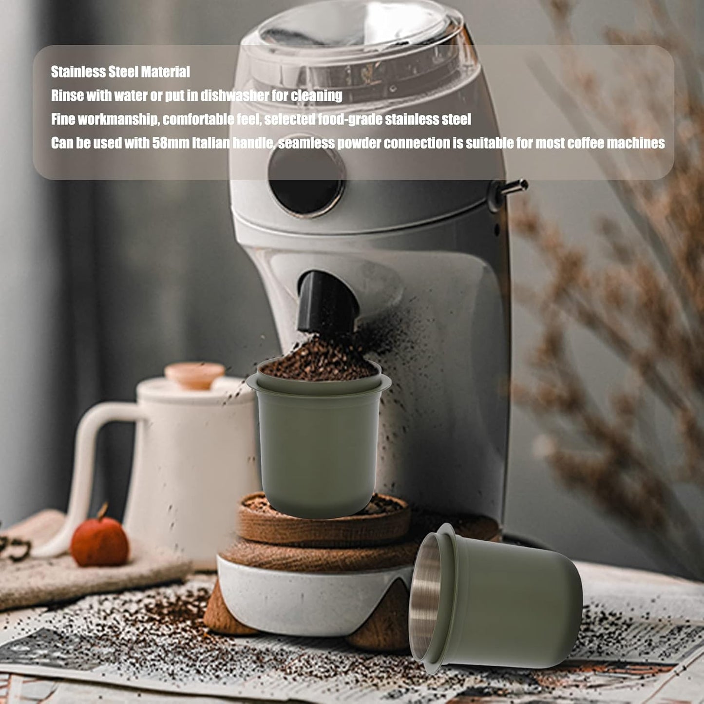 58mm Stainless Steel Dosing Cup, Espresso Coffee Powder Cup Crema Coffee Tool for Coffee Machine(#2)