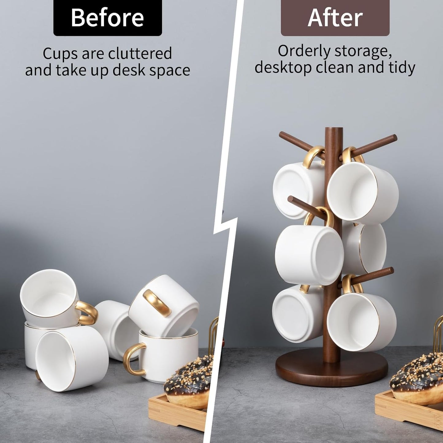 MyLifeUNIT Mug Holder Tree, Coffee Cup Holder with 6 Hooks (Brown)