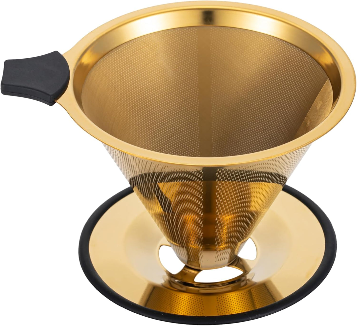 Pour Over Coffee Dripper INSINTAR Stainless Steel ReusablePour Over Drip Coffee Filter Paperless Coffee Strainer Single Cup Coffee Maker 1-4 Cup (Titanium Gold)