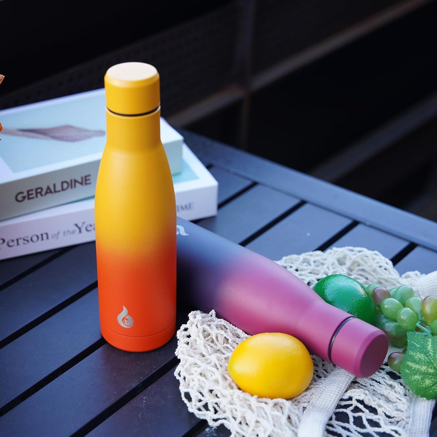 BJPKPK Insulated Water Bottle 17oz Stainless Steel Water Bottles Dishwasher Safe Reusable Metal Thermos Keep Cold and Hot,Sunset Orange