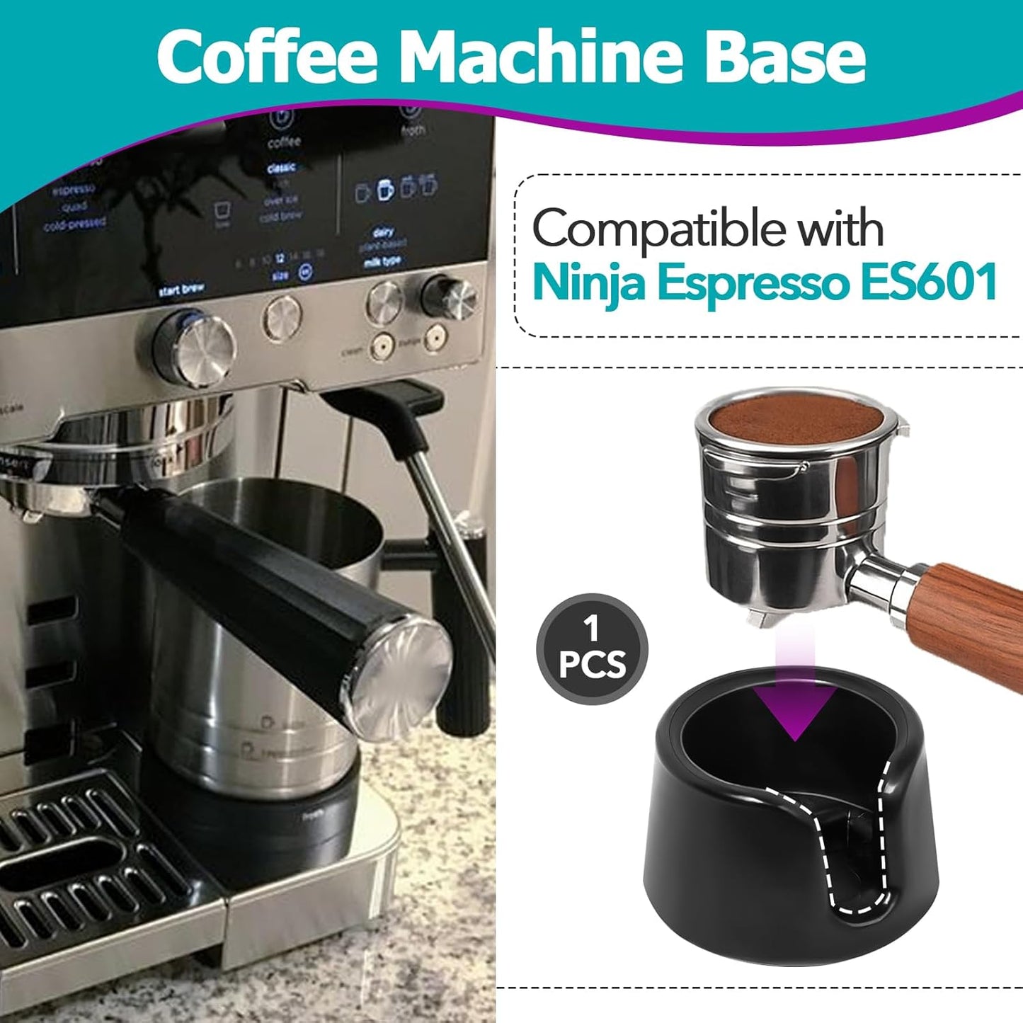 Coffee Tamper Base for Ninja Espresso ES601, Compatible with Handheld Portafilters Espresso, Protect the Countertop, Press Evenly, Tamper Tools for Ninja Espresso Coffee Machines