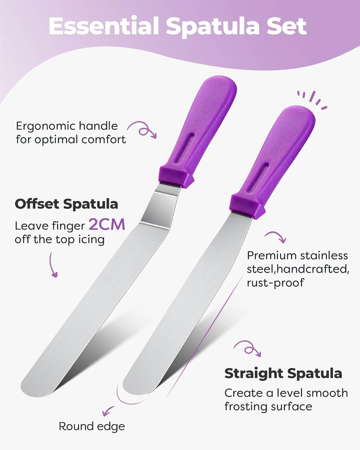 Kootek 71PCs Cake Decorating Kit, Baking Supplies Tools - Includes Cake Stand Turntable, 12 Icing Piping Tips, 2 Frosting Spatulas, 3 Scrapers, 50+2 Piping Bags, Coupler, Video Tutorial, Booklet