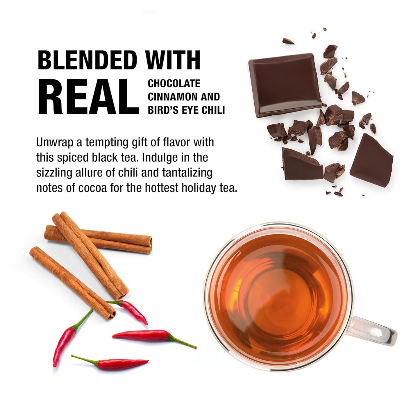 Tiesta Tea - Sexy Hot Christmas Tea, Loose Leaf, Cocoa Chili Black, Premium High Caffeinated Blend, Spicy Black, Make Hot or Iced, Brews Up to 50 Cups, 4.5 Ounce Refillable Tin
