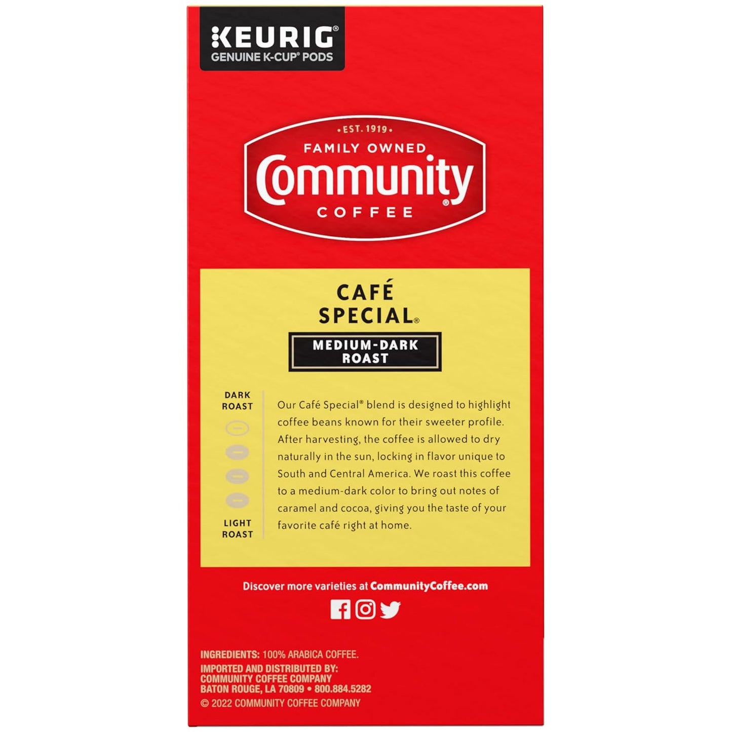 Community Coffee Café Special, Medium-Dark Roast, Single-Serve Keurig K-Cup Pods, 32 Count (Pack of 4)