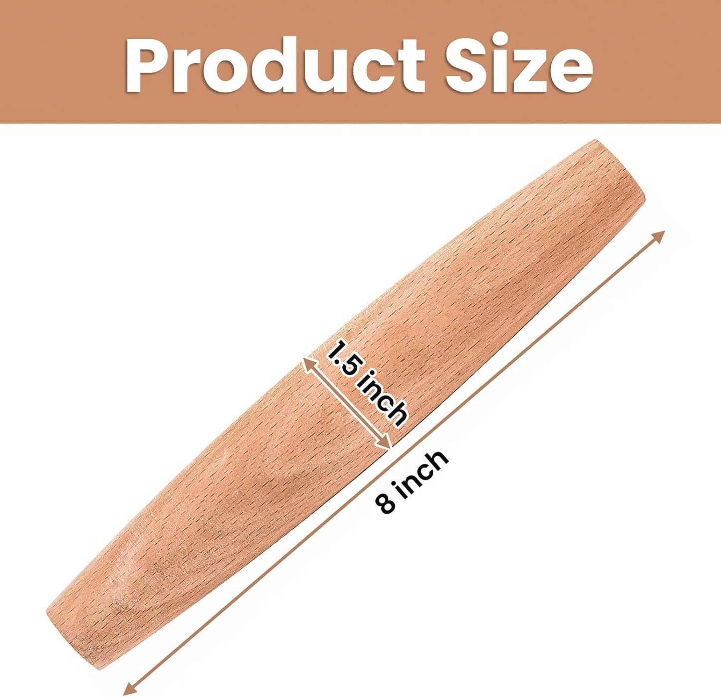 Elsjoy 12 Pack 8 Inch Small Wood Rolling Pins, Non-Stick Wooden Dough Roller Pin for Baking Pie, Cookie, Pasta, Dumpling