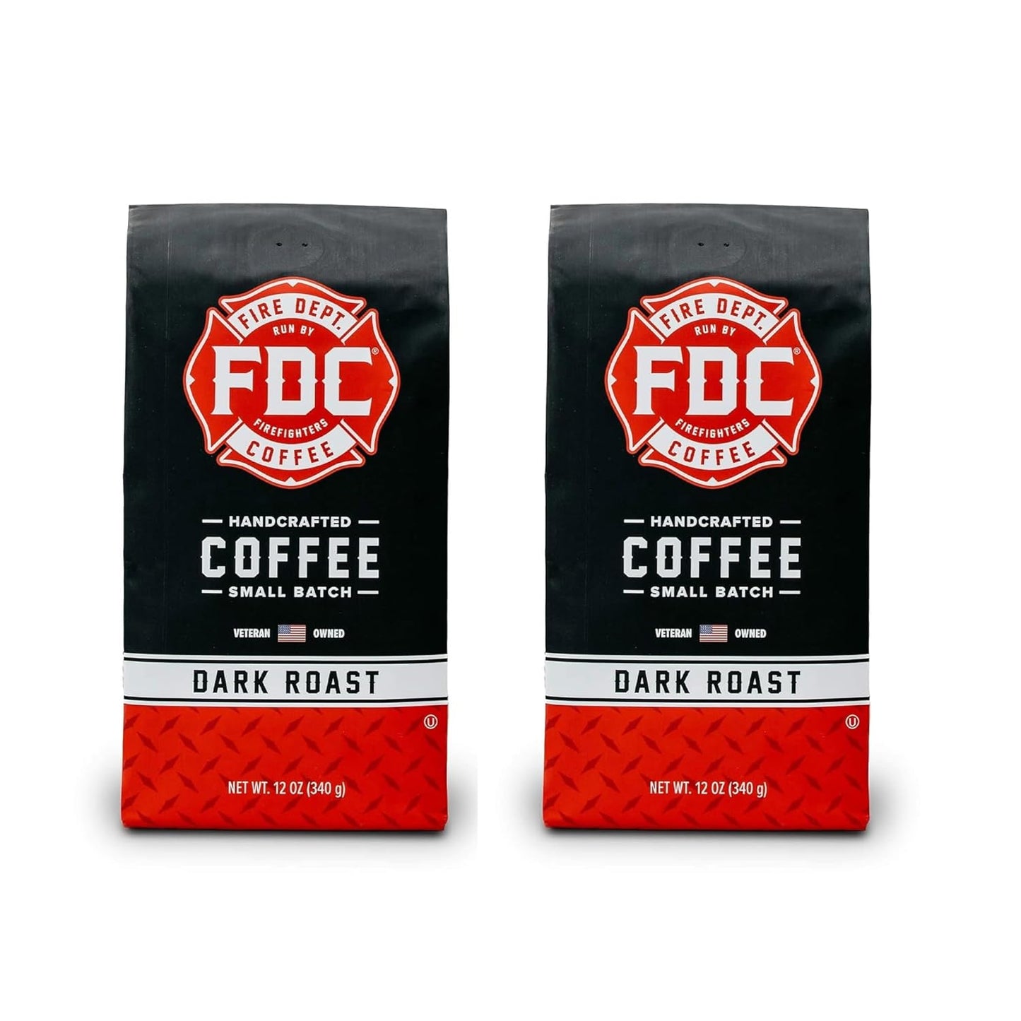 Fire Department Coffee - Gives Back to Firefighters - Dark Roast Ground Coffee - Bold & Smooth - Roasted in the USA - Veteran Owned (12 oz, Pack of 2)