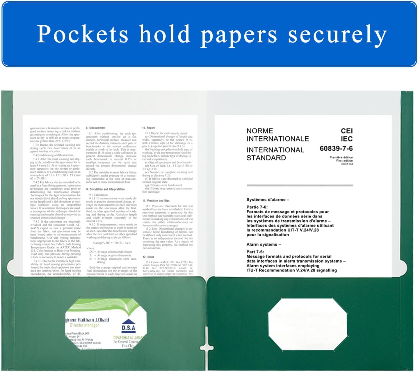 Zzrywuty File Folders with Pockets Letter Size, 50-Pack Paper Folders with Card Slot, Two Pocket Folders for School Students, Businessmen, Home and Office Workers（Dark Green）