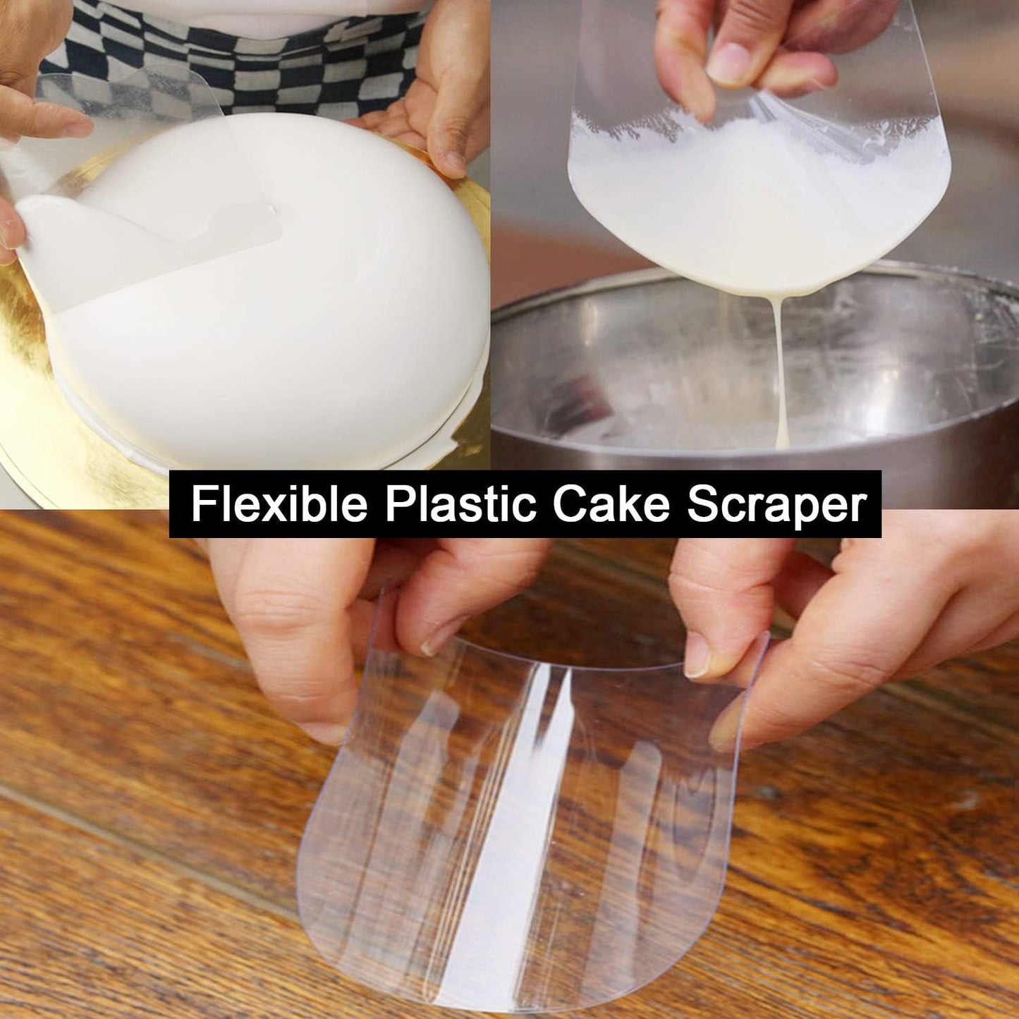 Anvin Cake Scraper Smoother Cake Icing Tool Set, Plastic Scraper Cake Frosting Scraper Smoother Combo for Buttercream Edge Decorating Cake Smoother Flexible for Baking Birthday DIY Kitchen (10 Pcs)