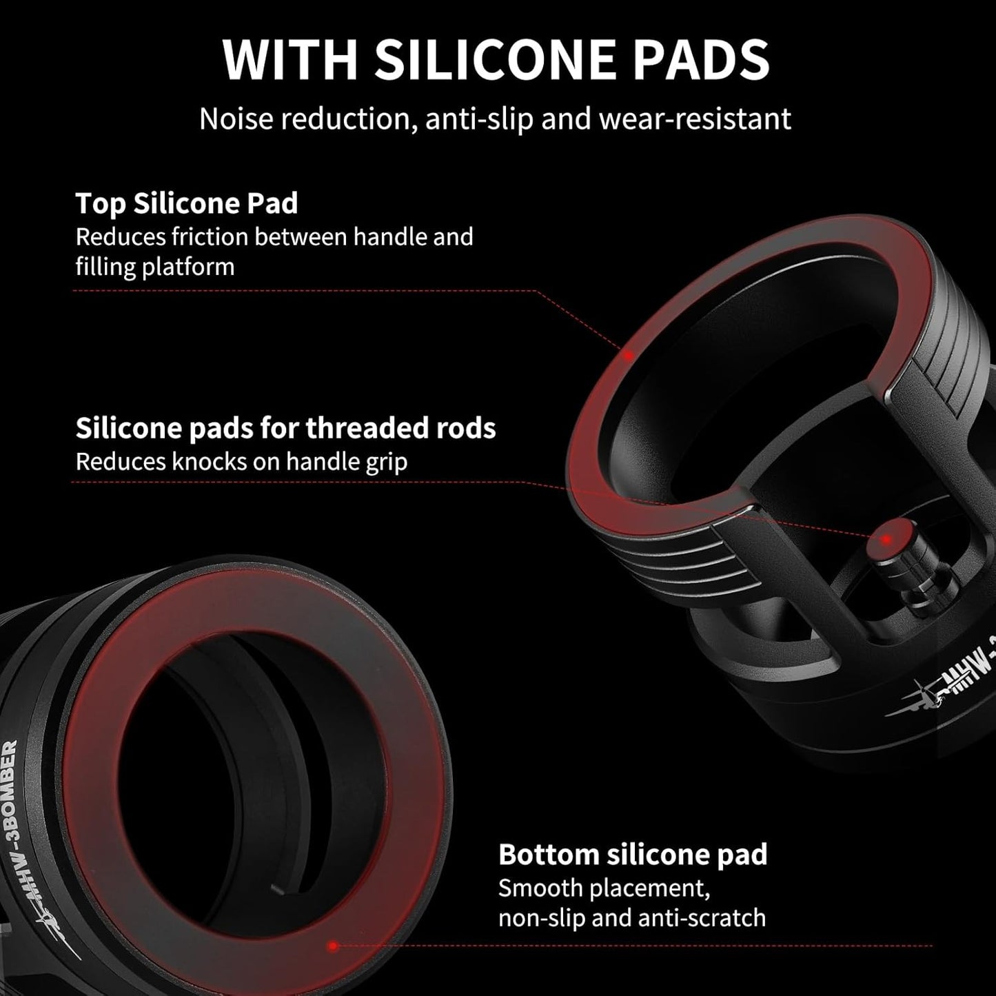 MHW-3BOMBER 58mm Espresso Tamping Station, Adjustable Height Bottomless Portafilter Tamping Station with Non-slip Silicone for 58mm Espresso Machines, Aluminum Alloy, YU Series, T5839-OS