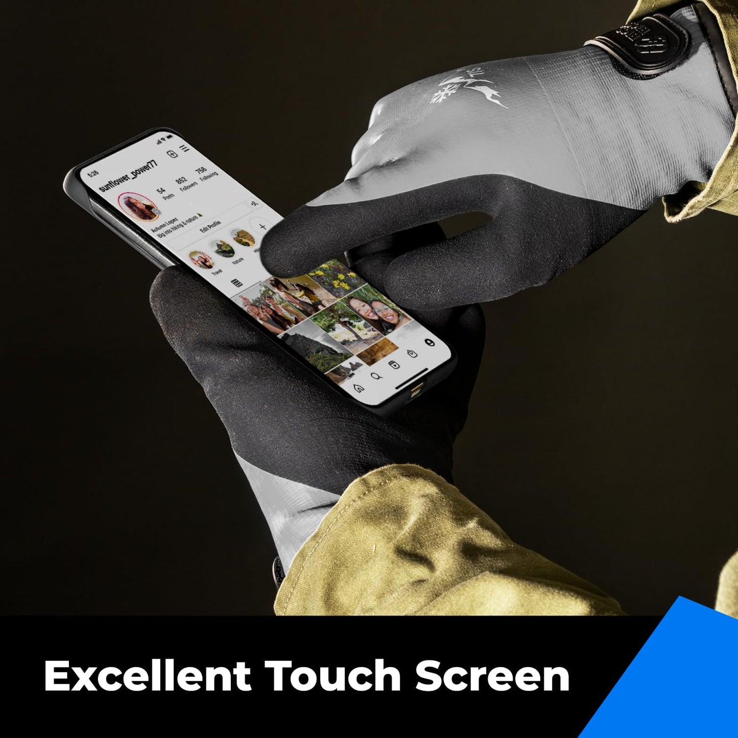 toolant 100% Waterproof Gloves Bulk Pack, 3 Pairs, Winter Work Gloves for Cold Temperature, Touchsreen, Warm Gloves for Freezer, Fishing and Gardening, With Grip, Grey, XX-Large