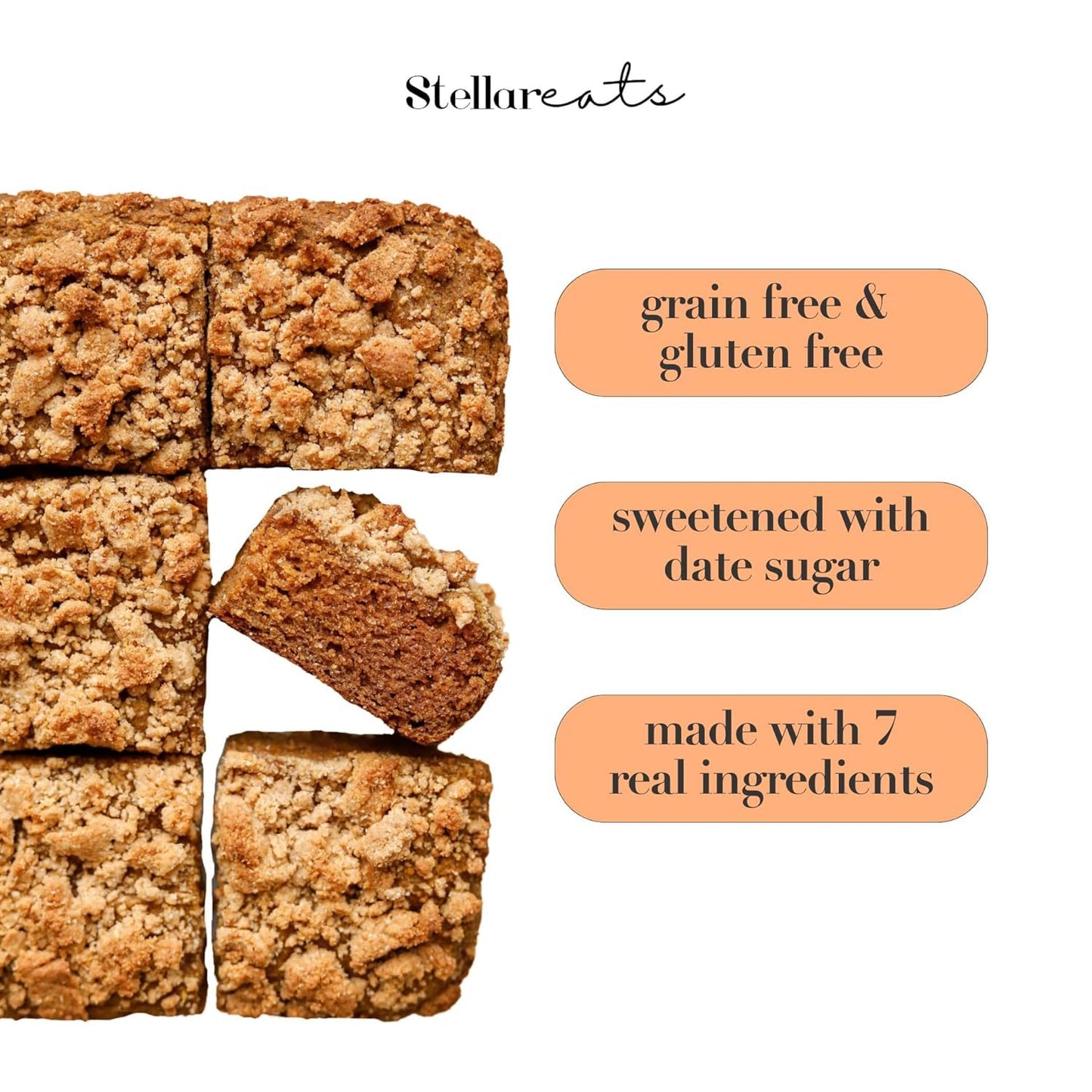 Stellar Eats Grain-Free Coffee Cake Baking Mix | Gluten-Free, Dairy-Free, Plant-Based, Paleo-Friendly, Naturally Sweetened with Date Sugar, Certified Kosher | Almond Flour-Based | 12.6 oz | 2 Pack