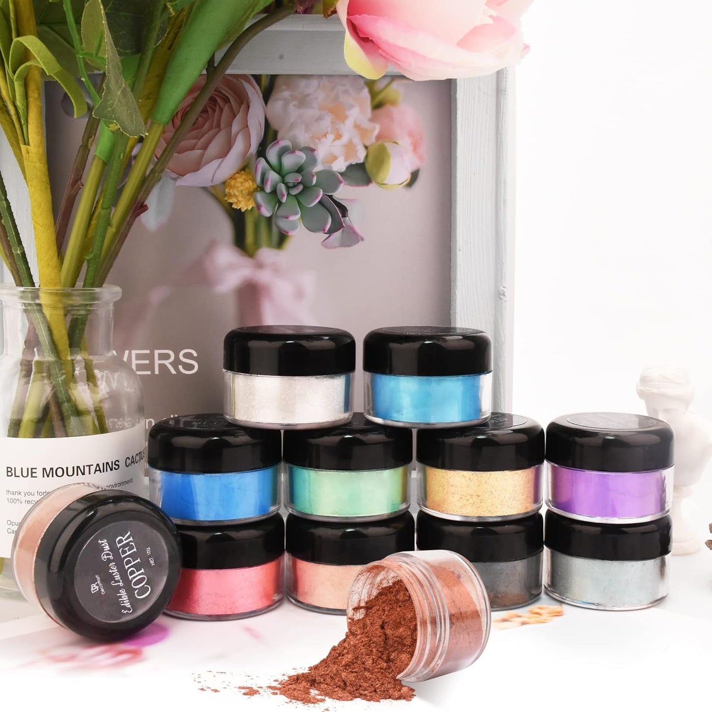 Edible Glitter - 10g Luster Dust Edible Food Grade Coloring Glitter for Cake Decorating, Baking, Drinks - Shimmer Dust Powder, Metallic Color Dusting Powder for Icing, Fondant, Candy, Cookie (Red)