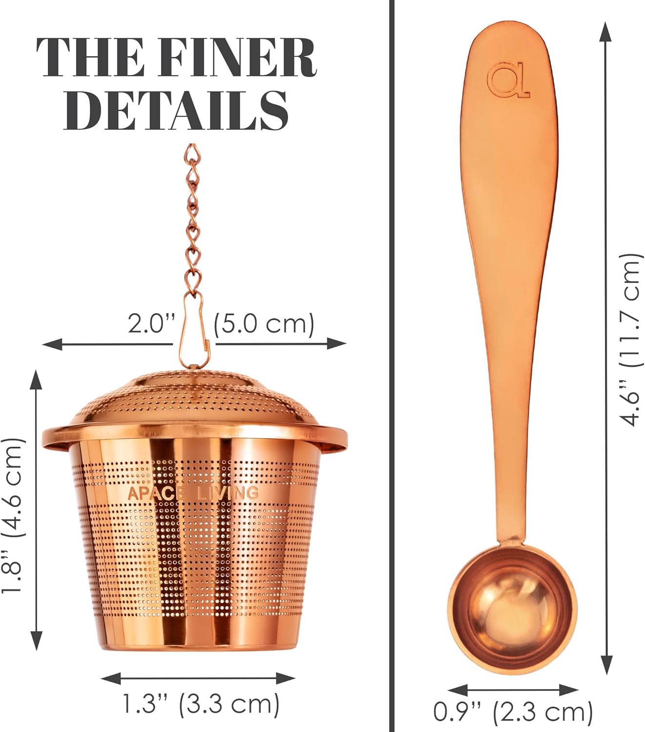 Tea Infuser (Set of 2) with Tea Scoop and Drip Dray - Ultra Fine Tea Strainer for Loose Leaf Tea - Stainless Steel Tea Steeper for a Superior Brewing Experience