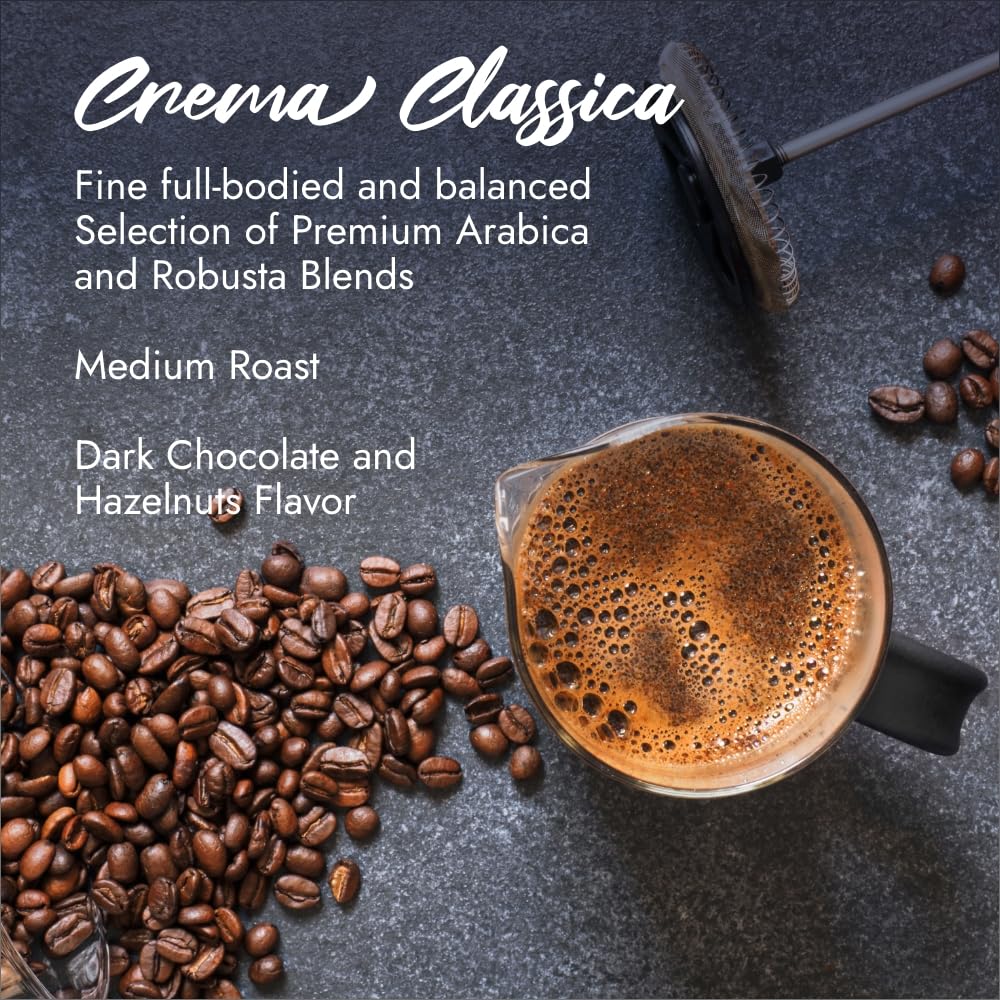 Caffè Borbone Whole Bean Coffee, Crema Classica, Medium Roast, Arabica and Robusta Blend - Roasted and Freshly Packaged in Italy - 2.2 Pound Bag (pack of 6)