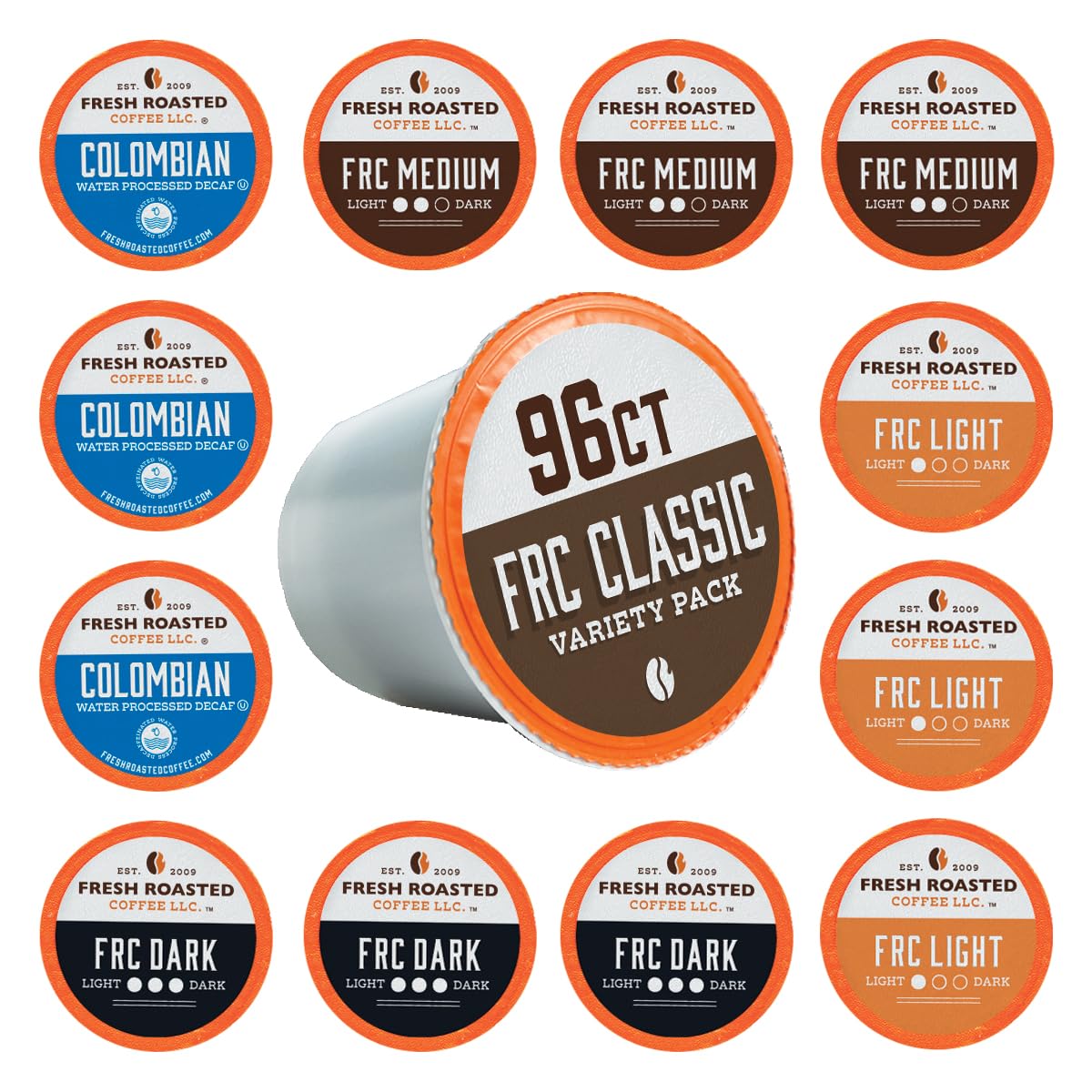 Fresh Roasted Coffee, FRC Classic Variety Pack, Kosher, K-Cup Compatible, 96 Pods