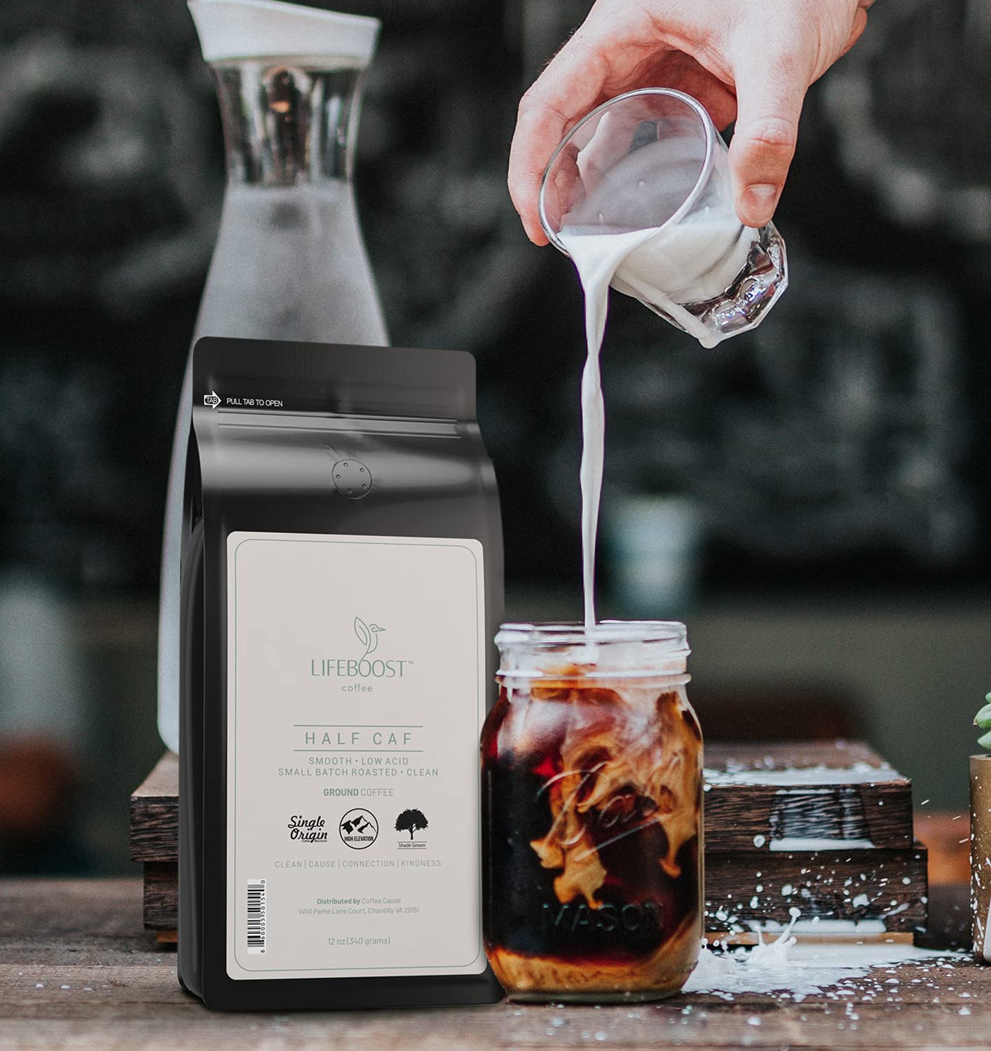 Lifeboost Coffee Half Caff Ground Coffee - Low Acid Single Origin USDA Organic Coffee - Non-GMO Ground Coffee Third Party Tested For Mycotoxins & Pesticides - 12 Ounces