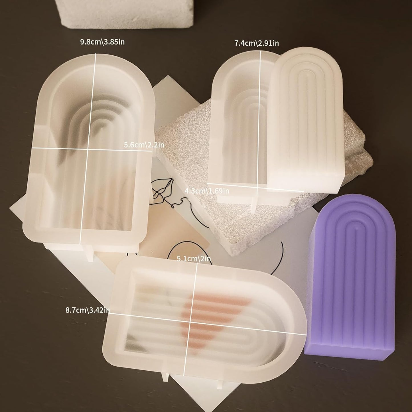 3 Pack Deep Resin Mold Arch Rectangle Door Candle Silicone 3D Animal Candle Making Molds