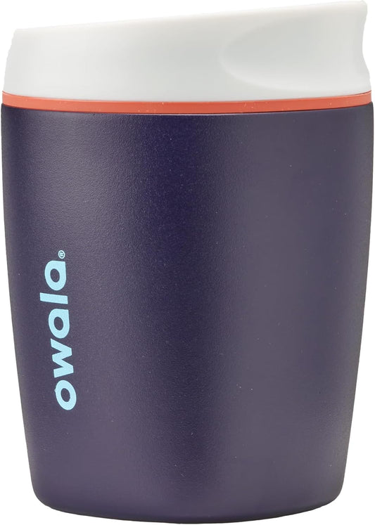 Owala SmoothSip Insulated Stainless Steel Coffee Tumbler, Reusable Iced Coffee Cup, Hot Coffee Travel Mug, Perfect for Cappuccino, BPA Free, 10 oz, Navy (Telescope Tales)