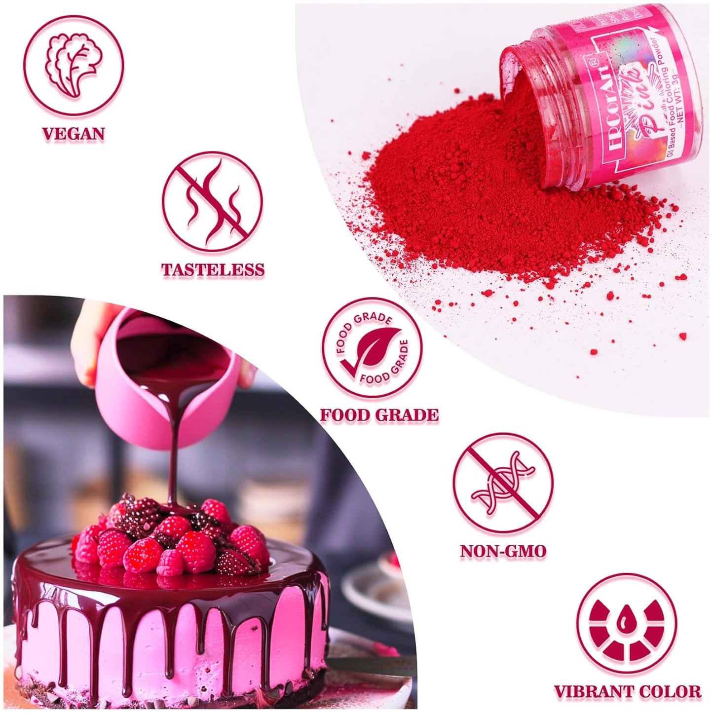 Oil Based Food Coloring Powder for Chocolate - 3 Colors Vibrant Edible Food Dye, Food Coloring Powder for Oil Based, Cake Decorating, Chocolate Melts,Candy Melts, DIY Crafts - 9 Gram