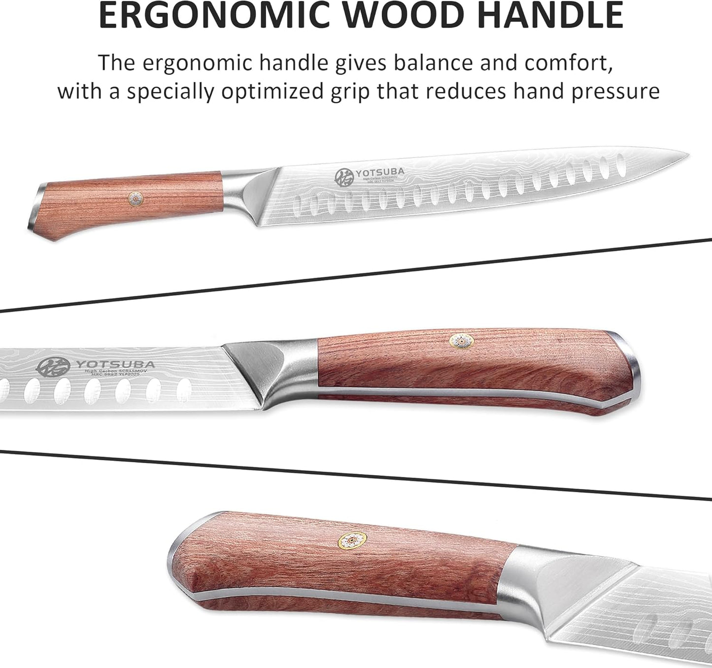 YOTSUBA Carving Knife for Meat, 10" Slicing Knife, High Carbon Steel Brisket Knives with Ergonomic Handle, Butcher Breaking Knives for Chopping Vegetable and Cooking with Gift Box