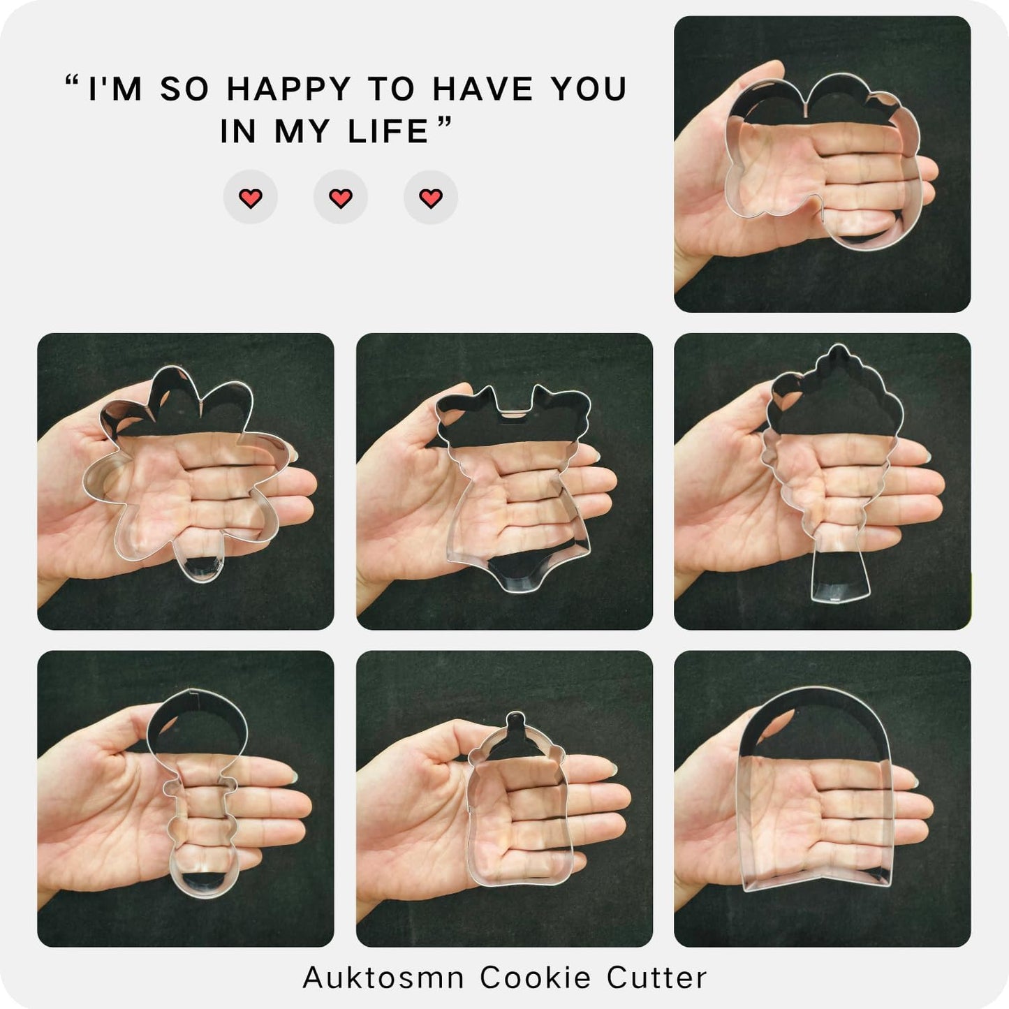 Wildflower Baby Shower Cookie Cutters Set - 7-Piece - Stainless Steel - Dishwasher Safe - Perfect for Baby in Bloom Baby Girl Baby Shower