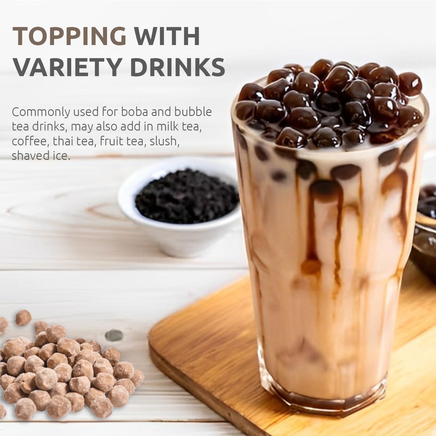 US Boba Co Unsweetened Tapioca Pearl, Easy to Cook, Tapioca Boba Balls for Tea Milk, Coffee & Dessert Topping, Fresh Made in USA, Brown Sugar Flavor, 1 Pound (Pack of 2)