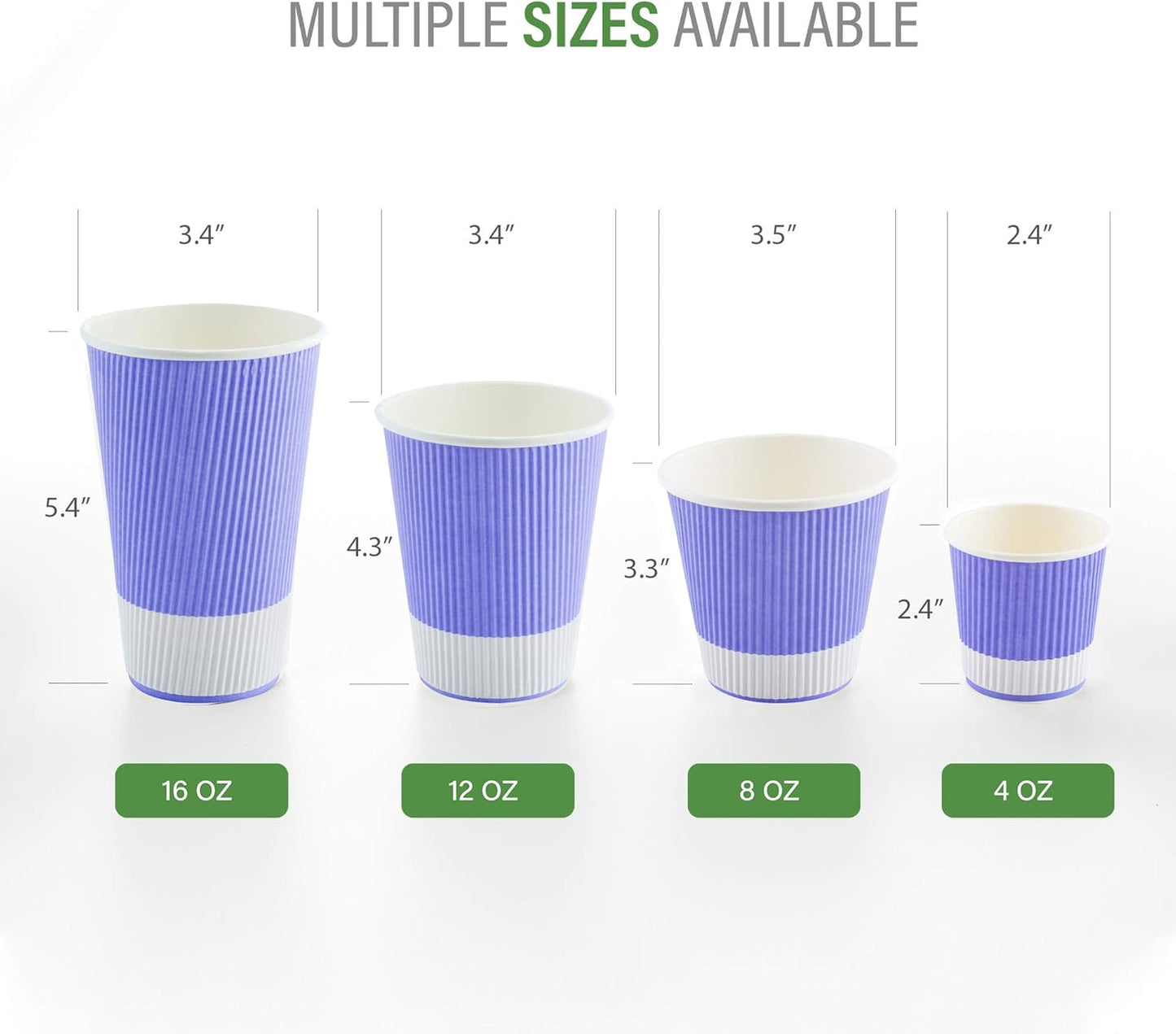 Restaurantware-12 Ounce Disposable Coffee Cups, 500 Ripple Wall Hot Cups For Coffee - Lids Sold Separately, Rolled Rim, Light Purple Paper Insulated Coffee Cups, For Hot Coffee, Tea, And More