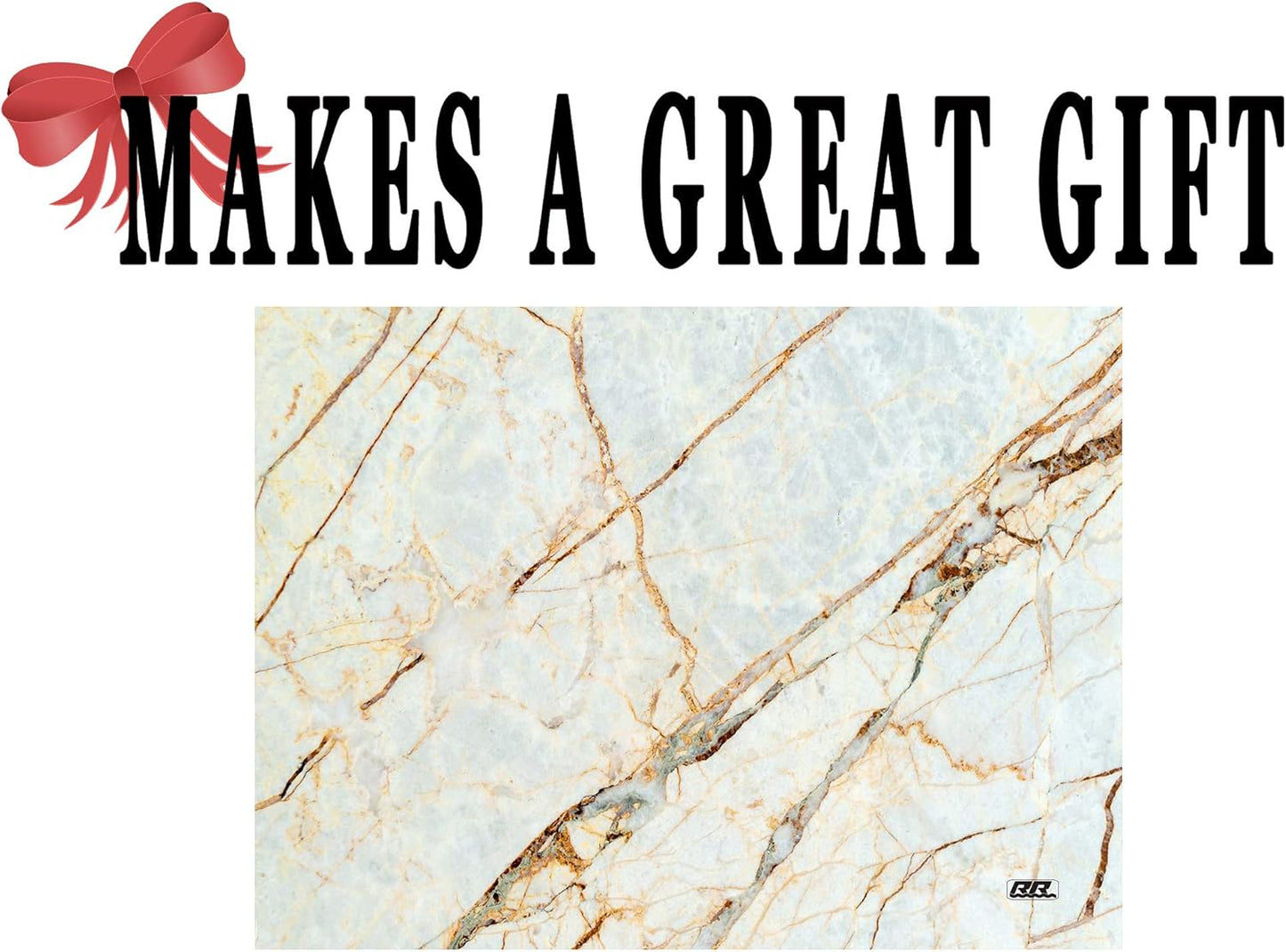 Rogue River Tactical White Brown Marbled Stone Pattern Textured Marble Art Kitchen Glass Cutting Board Modern Decorative Gift Abstract Wavy Contrast Design