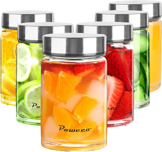 10oz Glass Juice & Water Bottles 6-Pack with Lids- Wide Mouth Reusable Borosilicate Glass- for Juicing, Smoothies, Protein Shakes, Blender & Shaker Bottle- Refillable & Dishwasher Safe(10 oz/300ml)