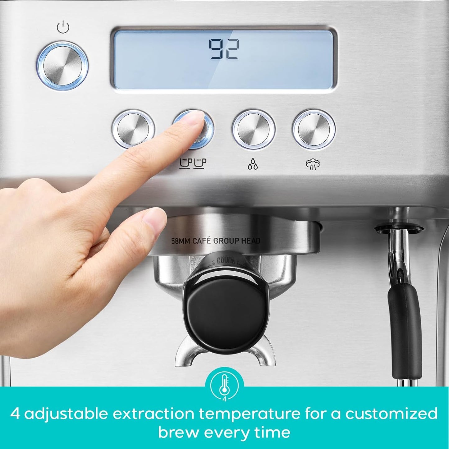 CASABREWS Ultra Espresso Machine with LCD Display, Powerful Milk Frother and Customizable Brewing Temperature, Provides Barista-Level Lattes and Cappuccinos