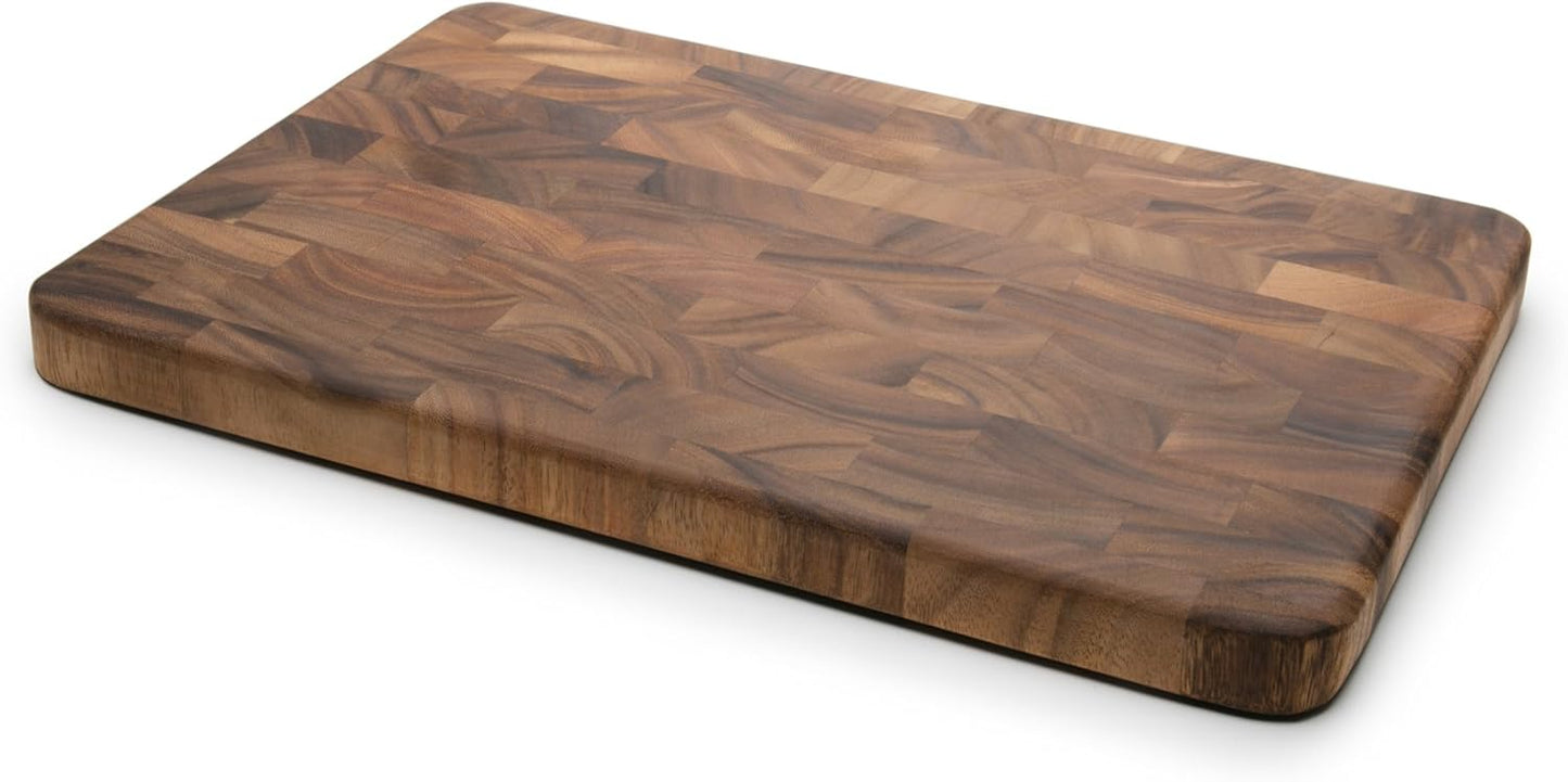 Ironwood Gourmet Large End Grain Prep Station Acacia Wood Cutting Board, 14 x 20-Inch, Brown