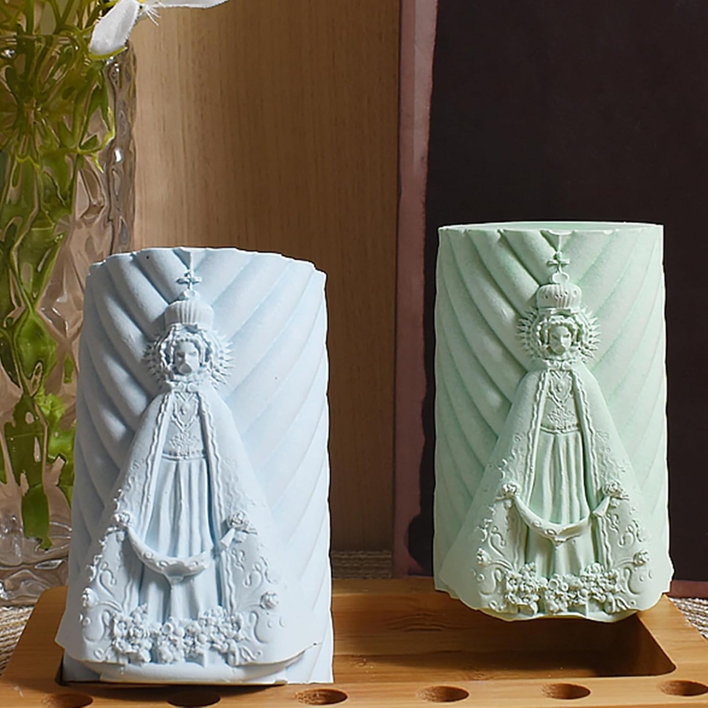 Silicone Jesus Nativity Scene Pillar Mold - Wave Candle Silicone Resin Casting Molds for Candle & Resin & Soap Craft Supplies