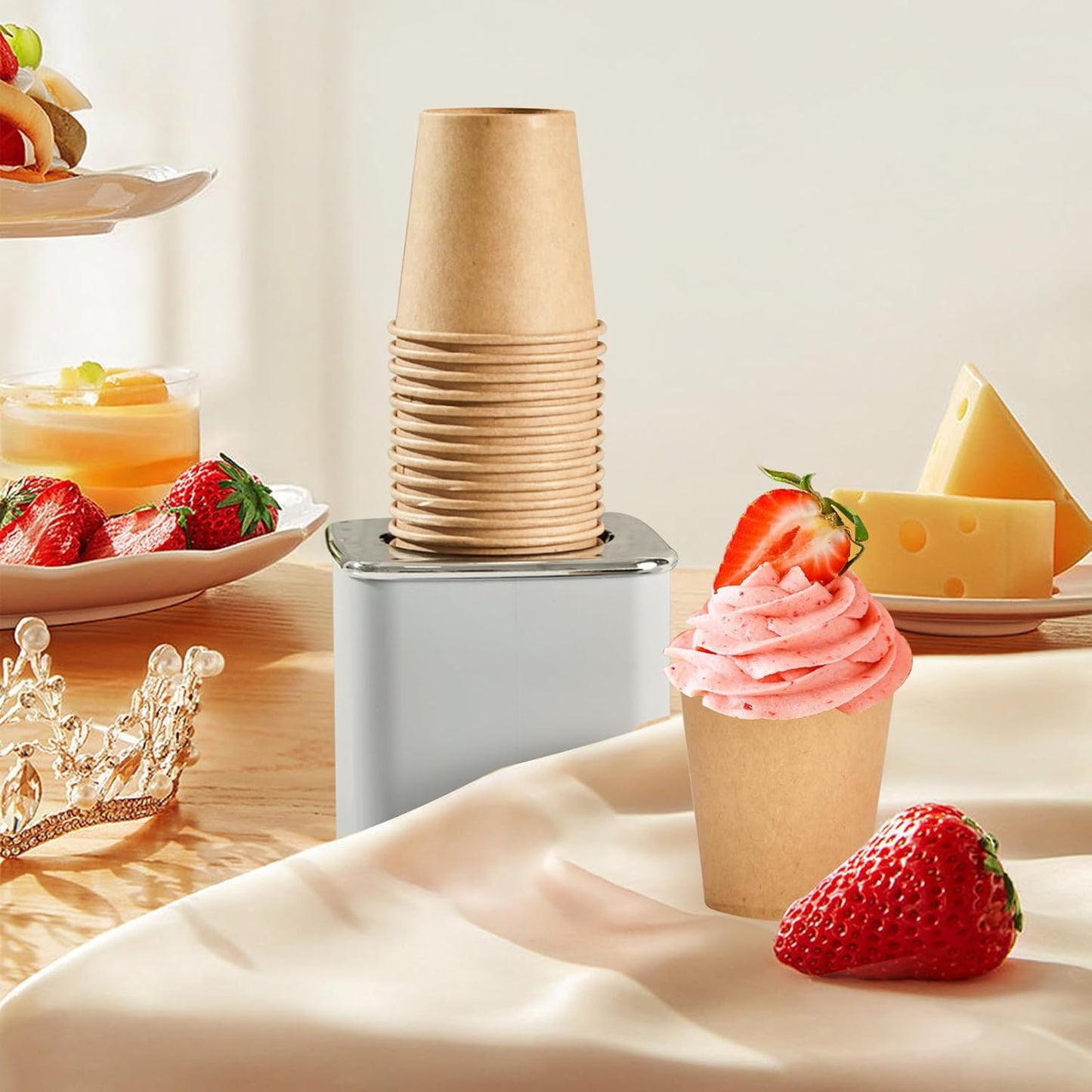 1200 Pack 3 oz Kraft Paper Cups, Disposable Bathroom Cups, Mini Mouthwash Cups, Hot/Cold Beverage Drinking Cup for Gargle Espresso Juice Medicine (Brown)